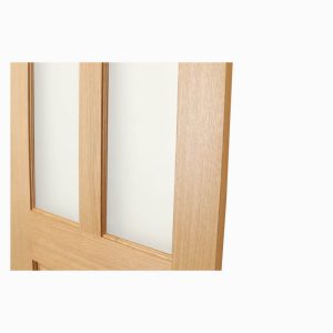 Solid Oak Veneer Victorian 4 Panel Clear Glazed Top Panels Pre-Finished Lacquered Door - Image 5